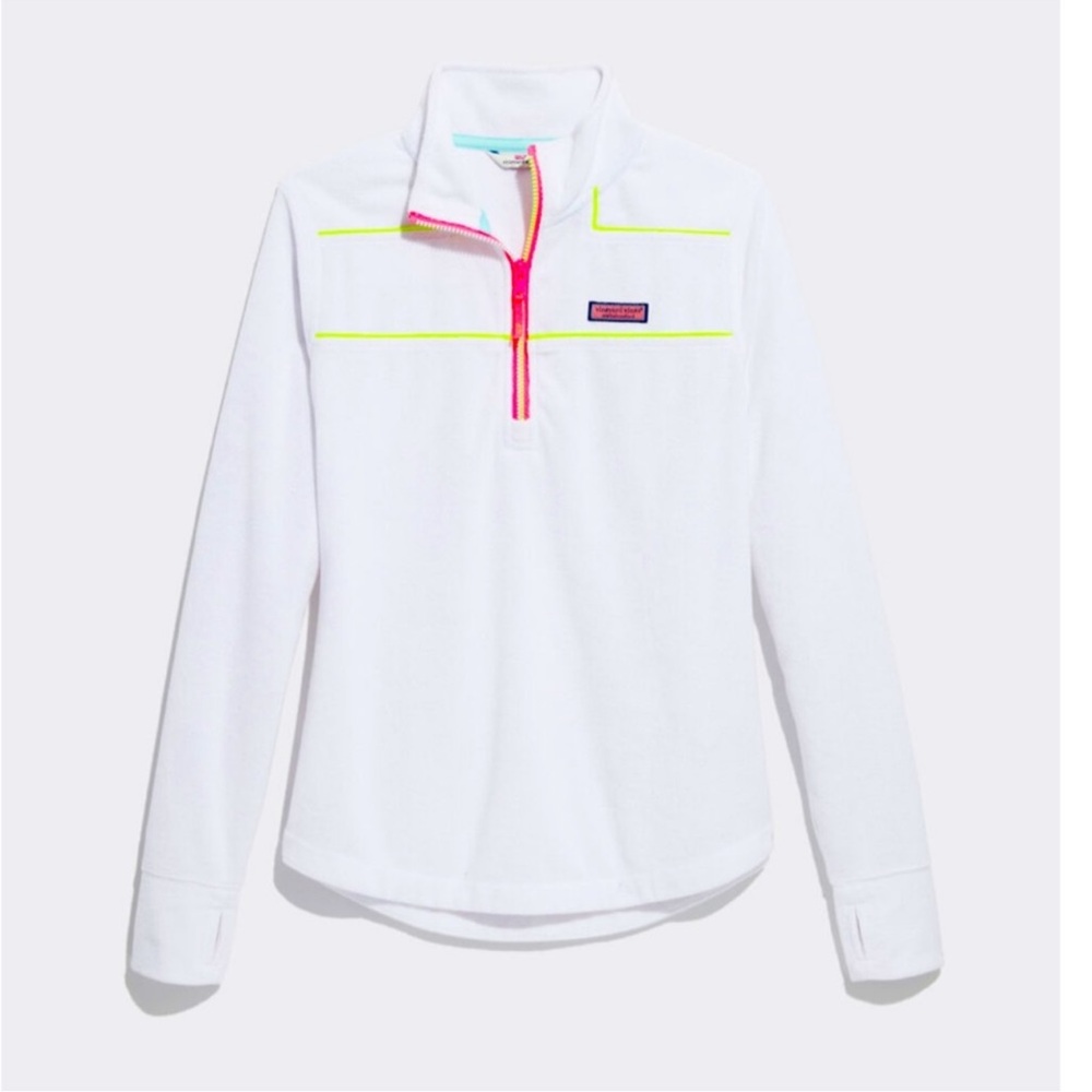 Vineyard Vines Women's White Pullover with Neon Accents